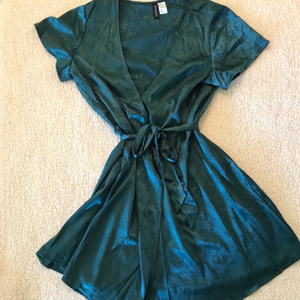 H&M Green Silk Wrap Dress